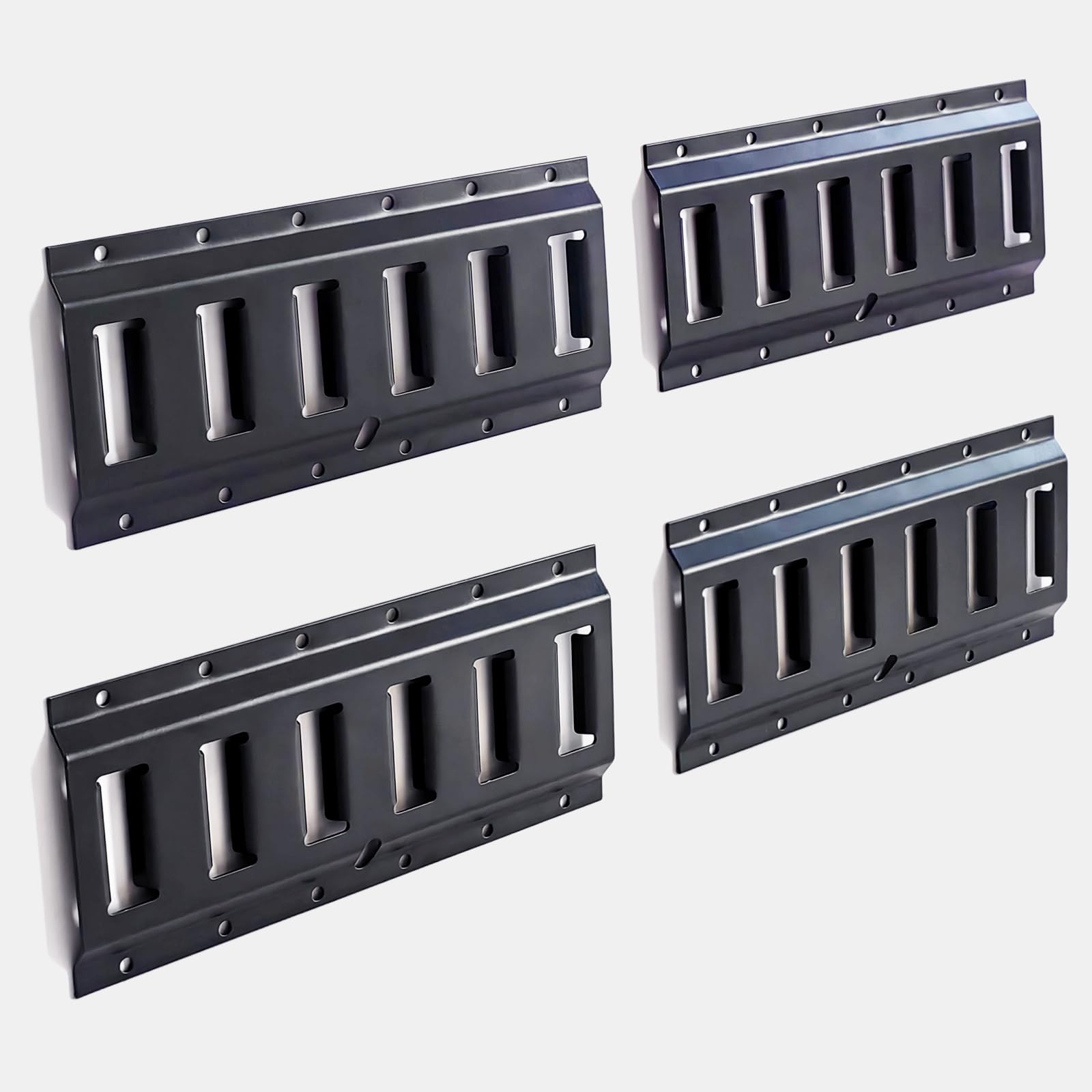 MorScan E-Track rails with weather-resistant black coating in outdoor use.