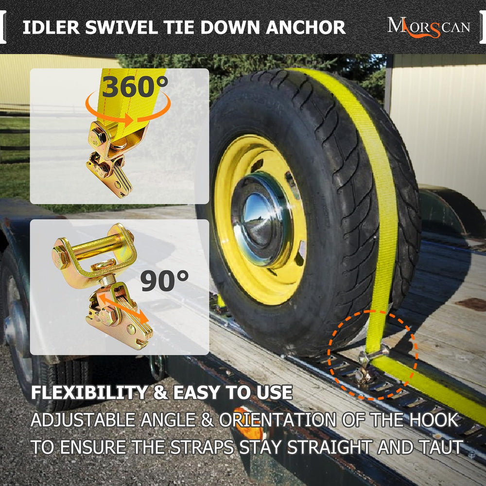 MorScan heavy-duty swivel tie down anchor provides 360-degree rotation for easy loading.