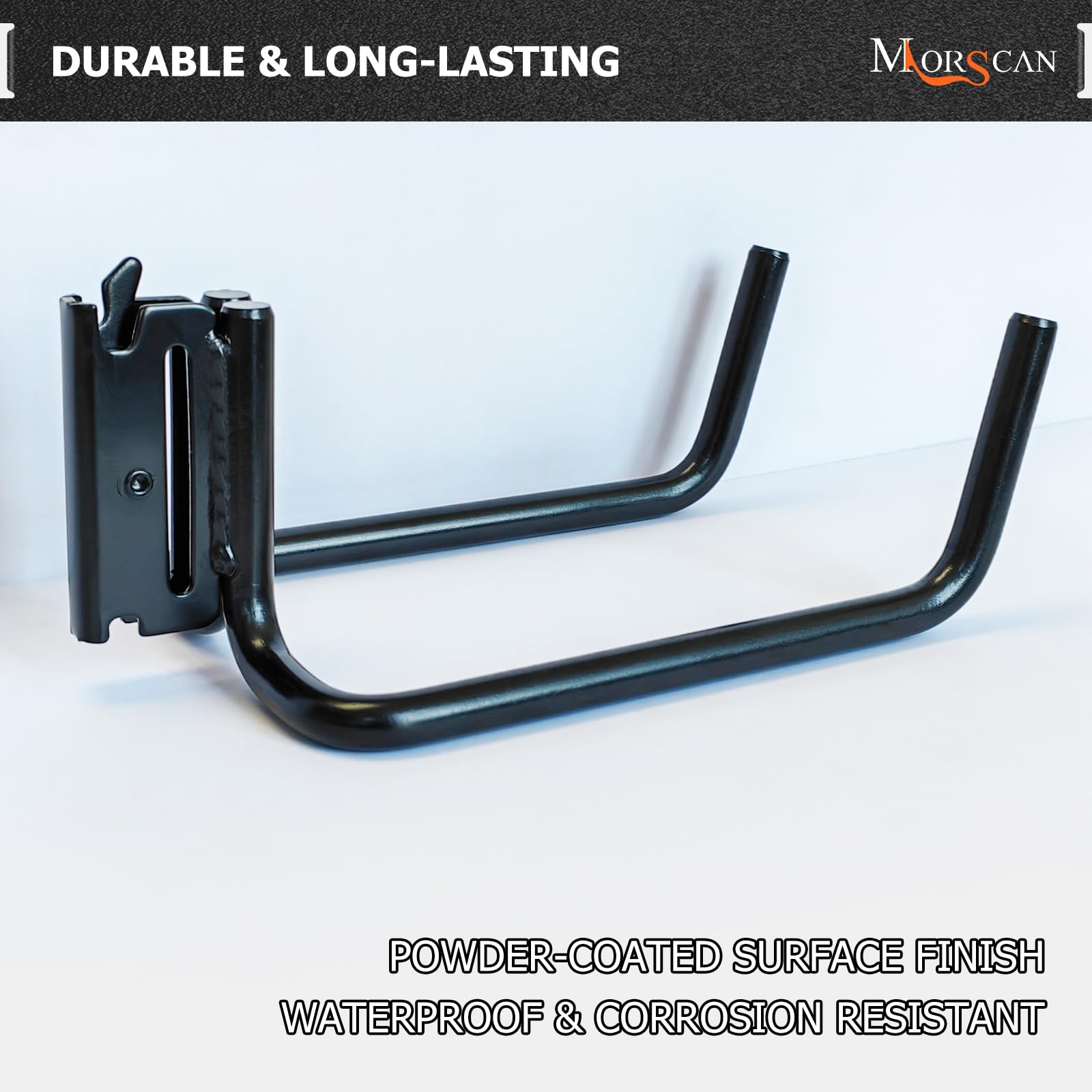 MorScan organize long-handled tools in garage or trailer