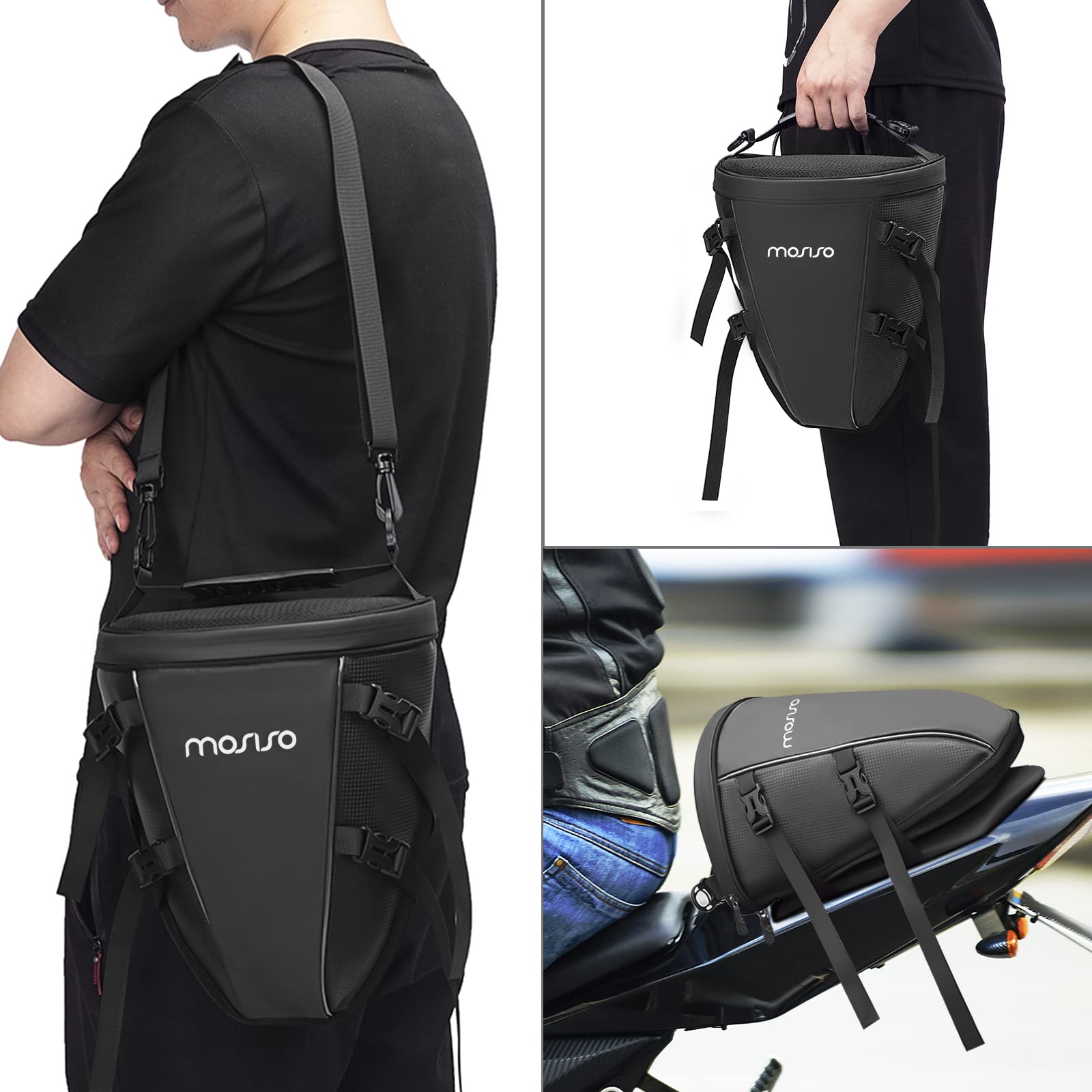 Adjustable shoulder strap fits a wide range of riders.