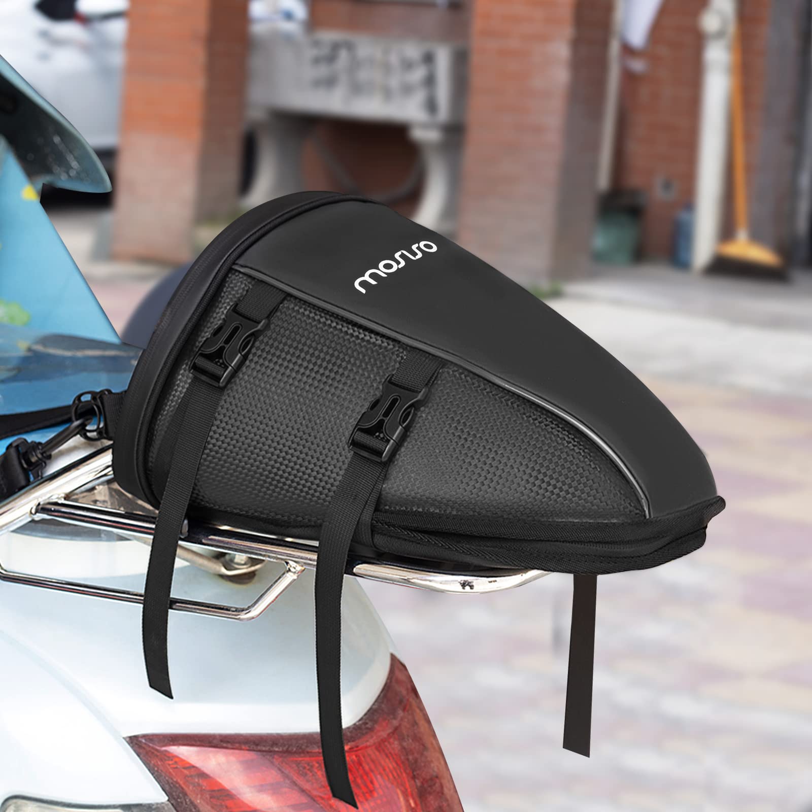 Versatile MOSISO bag serves as tail bag, shoulder bag, or handbag.