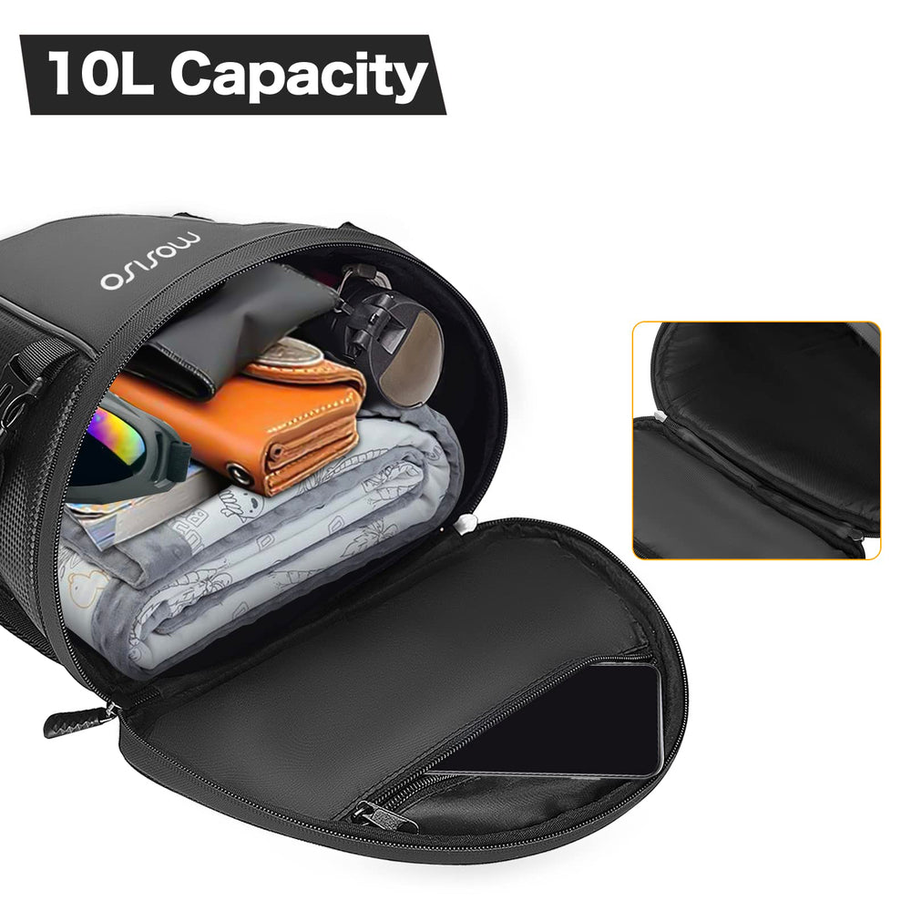 Secure buckle system keeps MOSISO bag firmly attached to the rear seat.