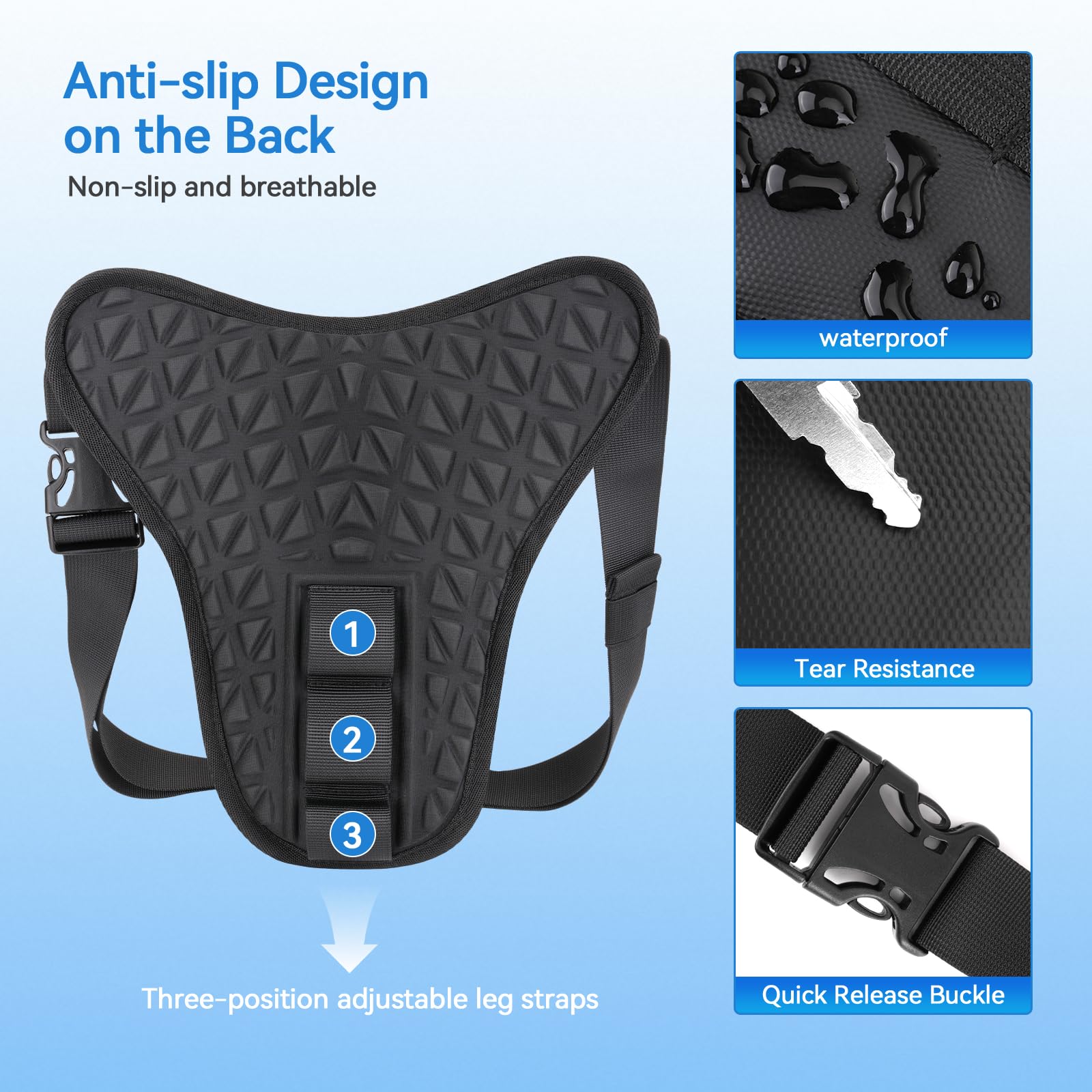 MOSISO thigh bag expanded interior offers extra room for trips.
