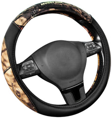 Mossy Oak camo steering wheel cover with cotton twill texture for improved comfort.