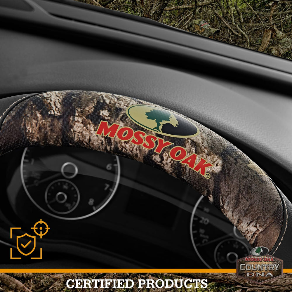 Mossy Oak premium cotton twill steering wheel cover adds soft touch and protection