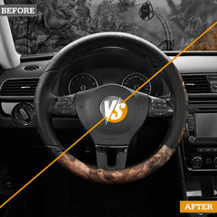 Mossy Oak universal fit steering wheel cover on a 14.5–15 inch wheel, enhanced grip