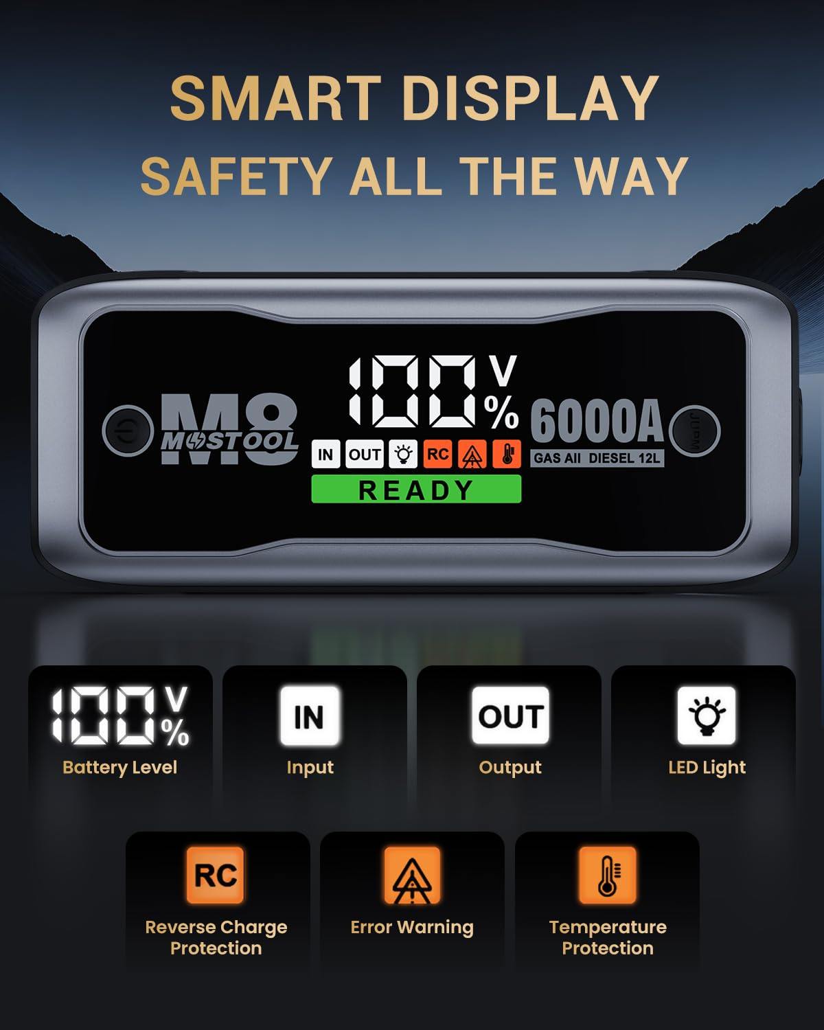 MOSTOOL M8 operates reliably in extreme temperatures for all-weather starts.