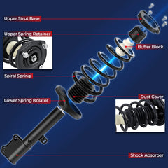 MOSTPLUS complete strut assembly closeup showing durable springs and reinforced welds.