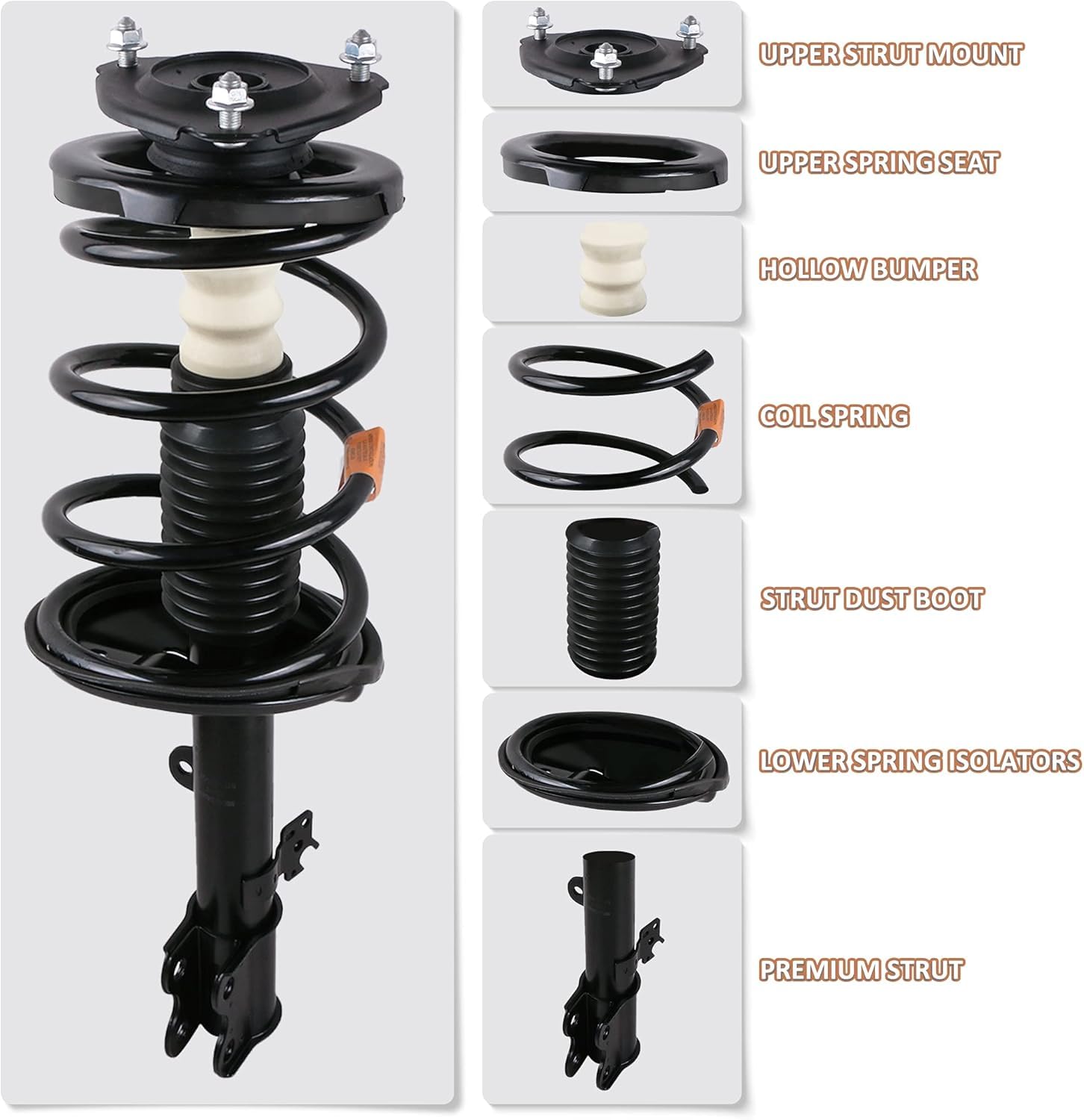 MOSTPLUS front strut with coil spring and mounts for Chevrolet Cobalt 2005-2010, easier installation