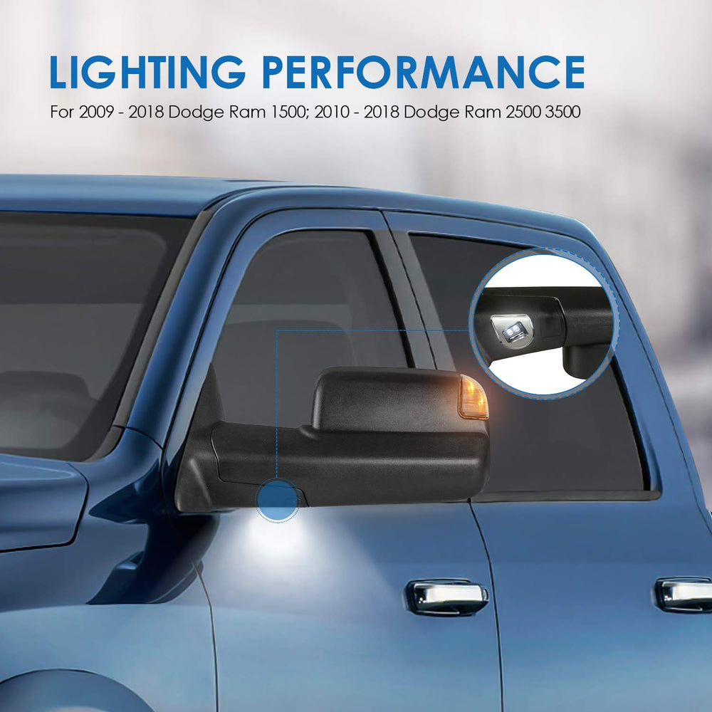 MOSTPLUS black finish mirrors blend with truck styling while adding functional benefits.