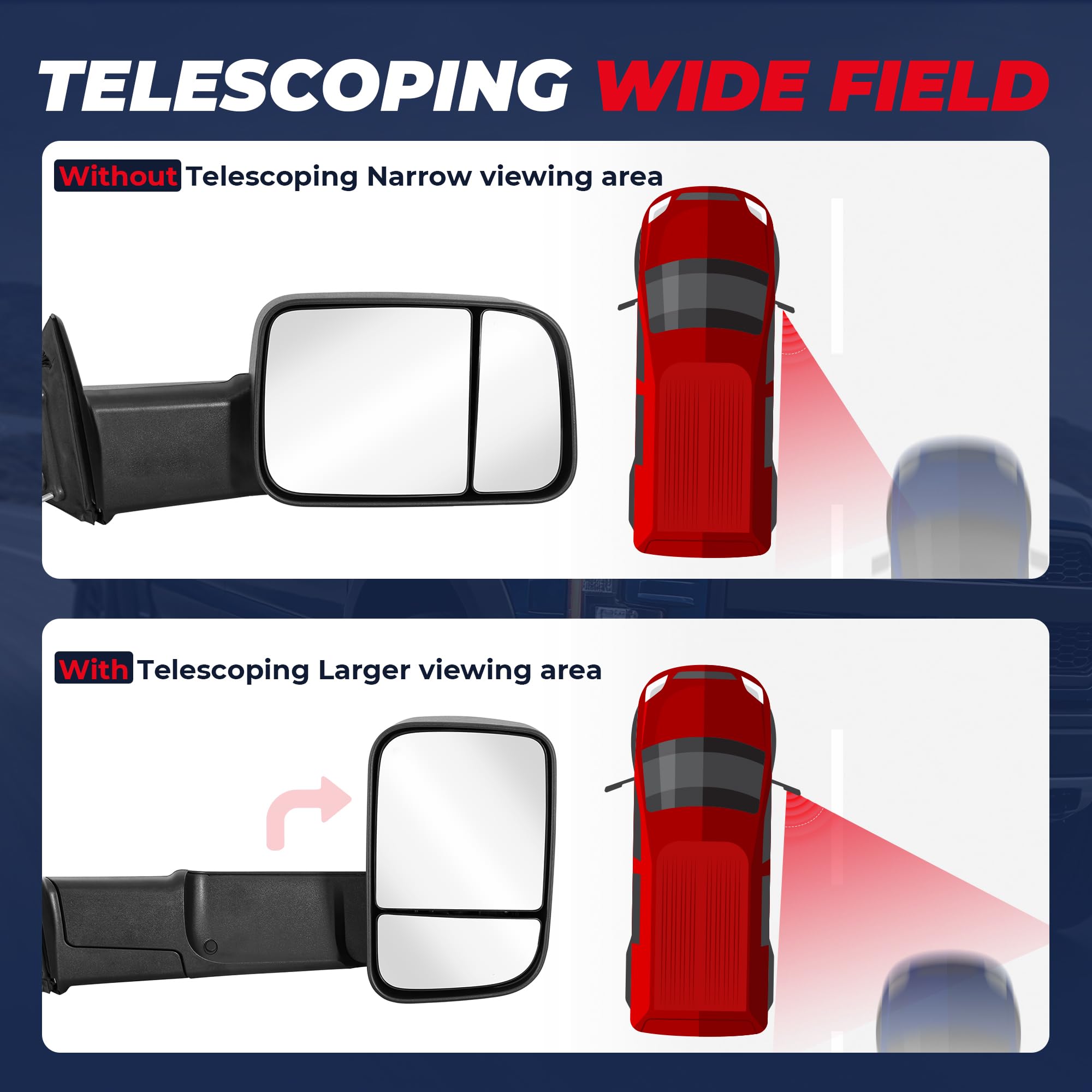 MOSTPLUS mirror with turn signal indicator clearly communicates intentions to surrounding drivers.