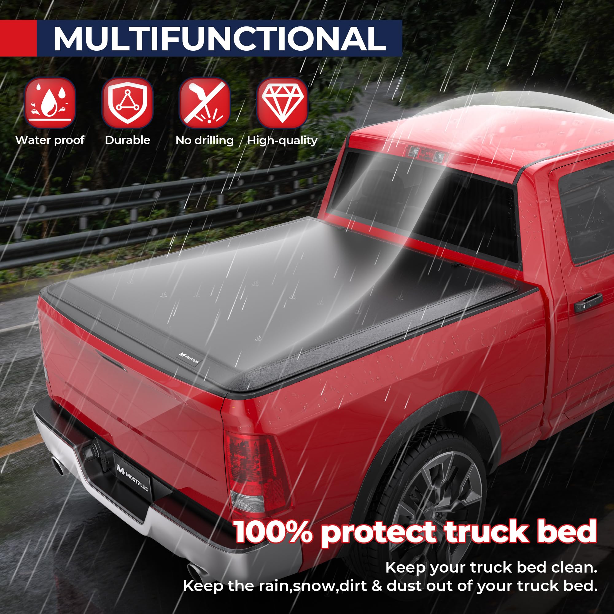 MOSTPLUS clamp-on lock system secures cargo on Ram 1500 for secure access.