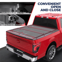 MOSTPLUS tonneau panel close-up shows durable vinyl and quality finish.