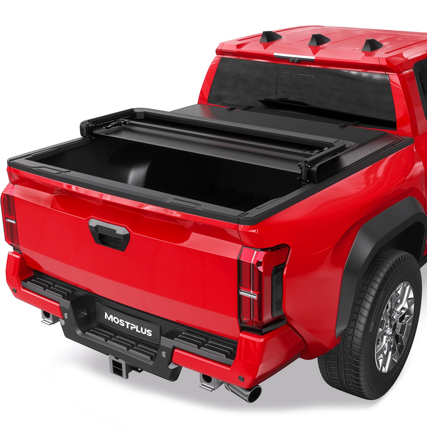 MOSTPLUS Tri-Fold Soft Tonneau on 60-5 inch Tacoma bed protects gear from rain and dust