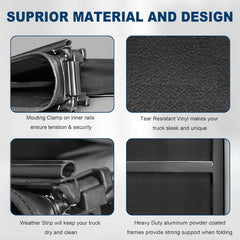 MOSTPLUS Tri Fold tonneau with quick-lock clamps for secure installation