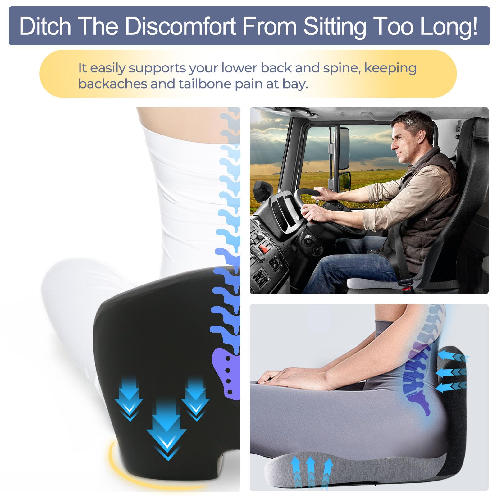 Mosxoed non-slip silicone bottom cushion stays put even on bumpy rides.