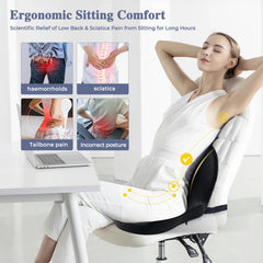 Mosxoed seat cushion with adjustable strap showing secure fit on a seat.