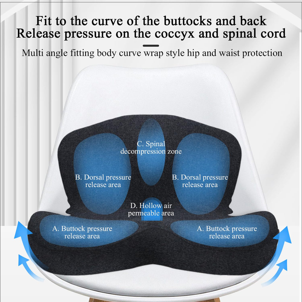 Mosxoed seat cushion used for gaming and office setups, demonstrating versatility.