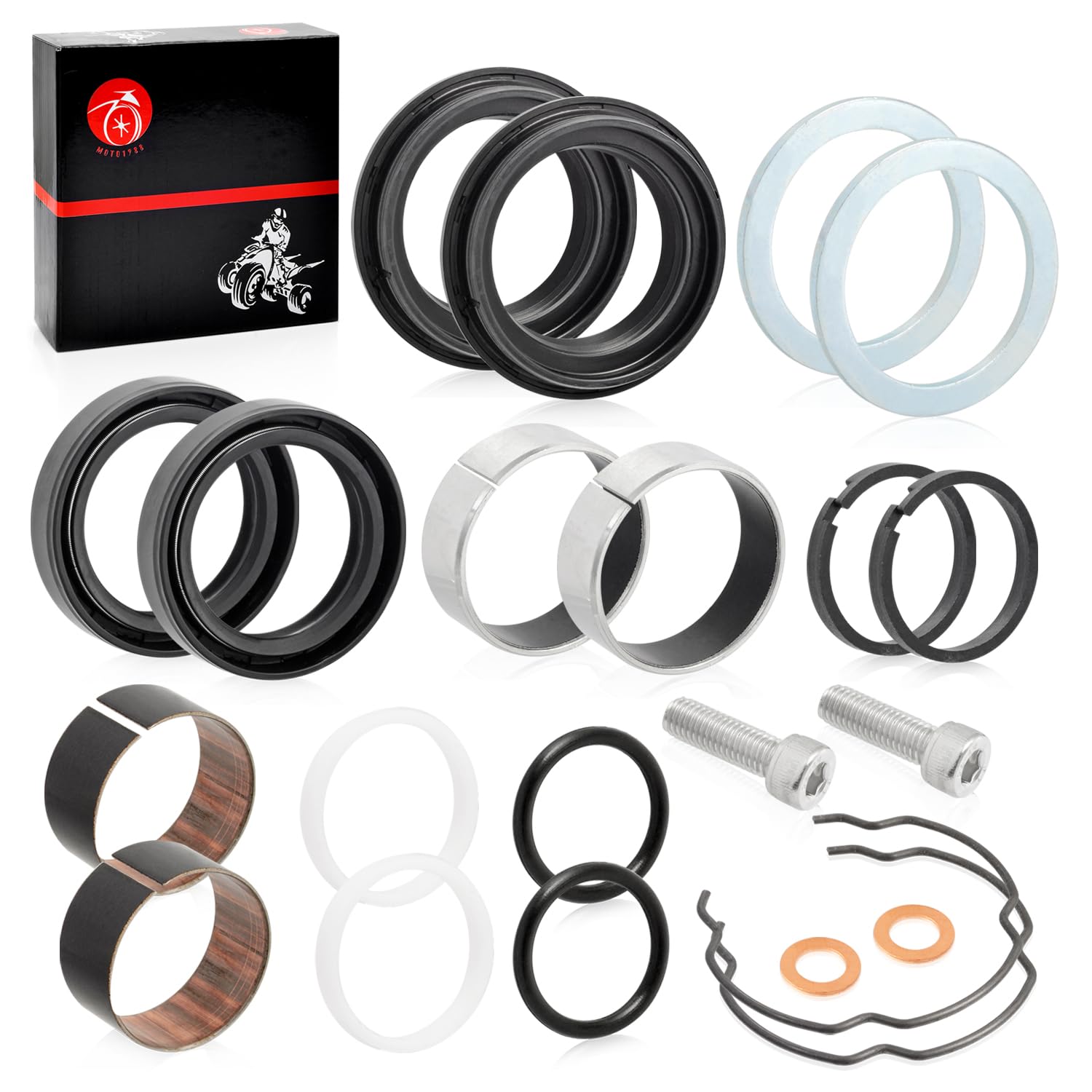 MOTO1988 39mm front fork dust seals protecting internals during use