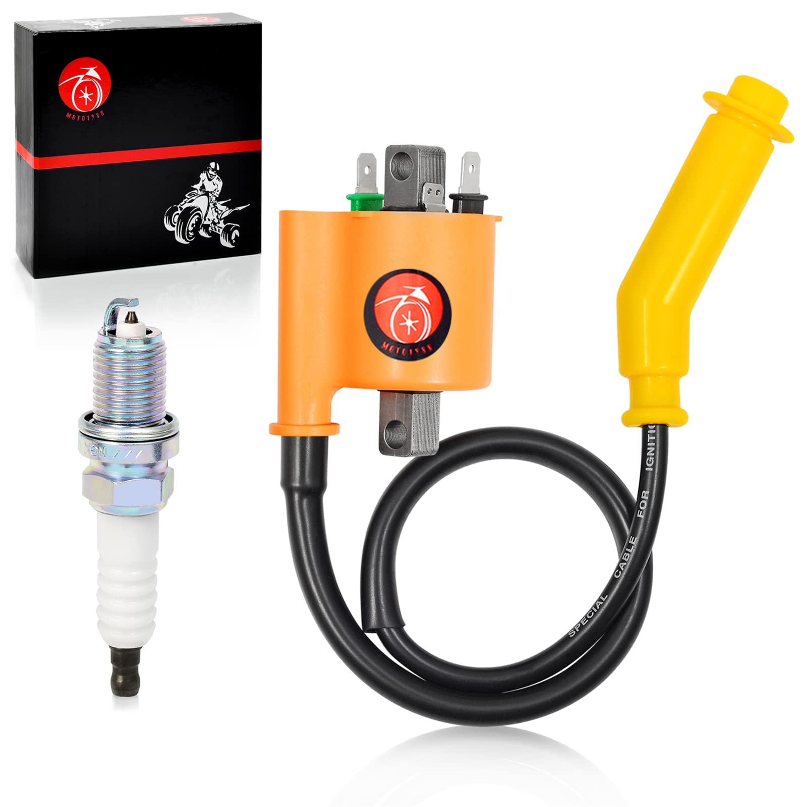 Moto1988 ignition coil with cap for Honda TRX420 enhances reliable starts