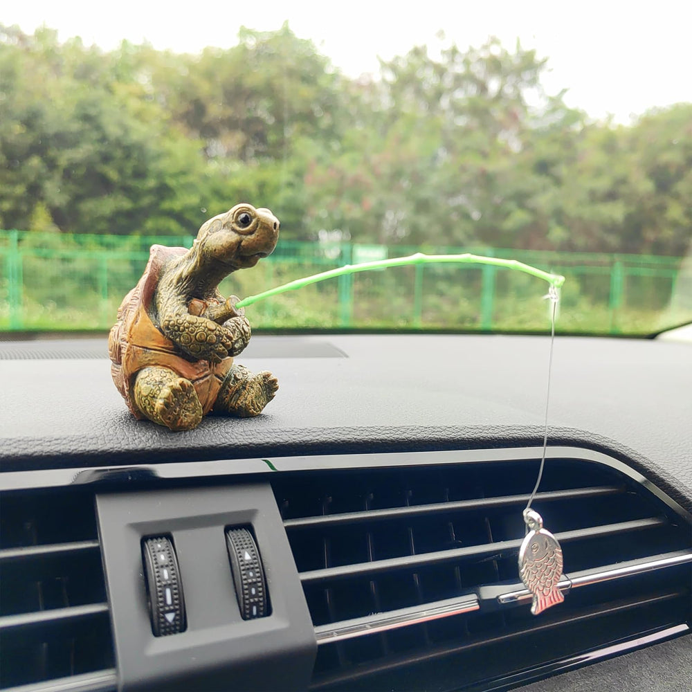 Motaney fishing rod dashboard ornament with wiggle action for lively drive