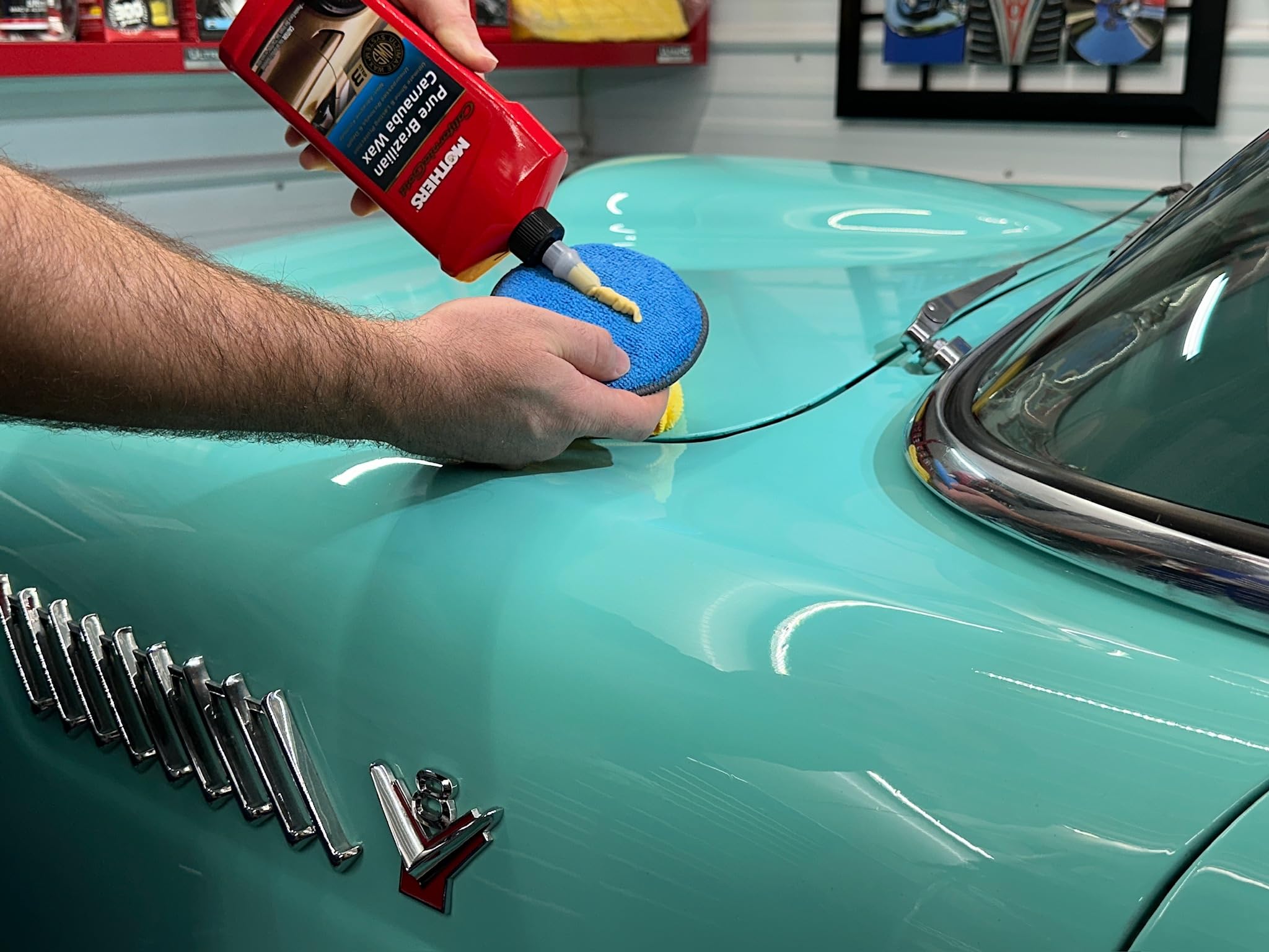 Buffing action with Mothers wax reveals rich color depth