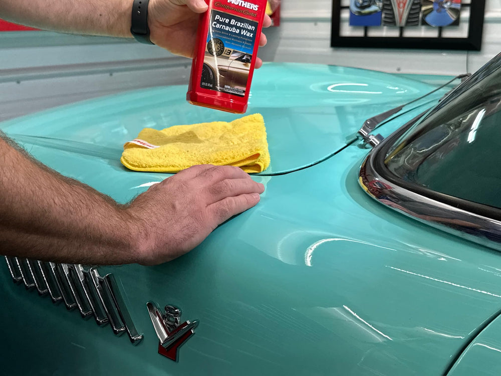 Close-up of glossy finish after applying Mothers California Gold wax