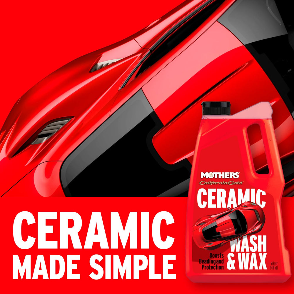 Mothers California Gold Ceramic Wash & Wax foam cannon bottle demonstrates rich foam