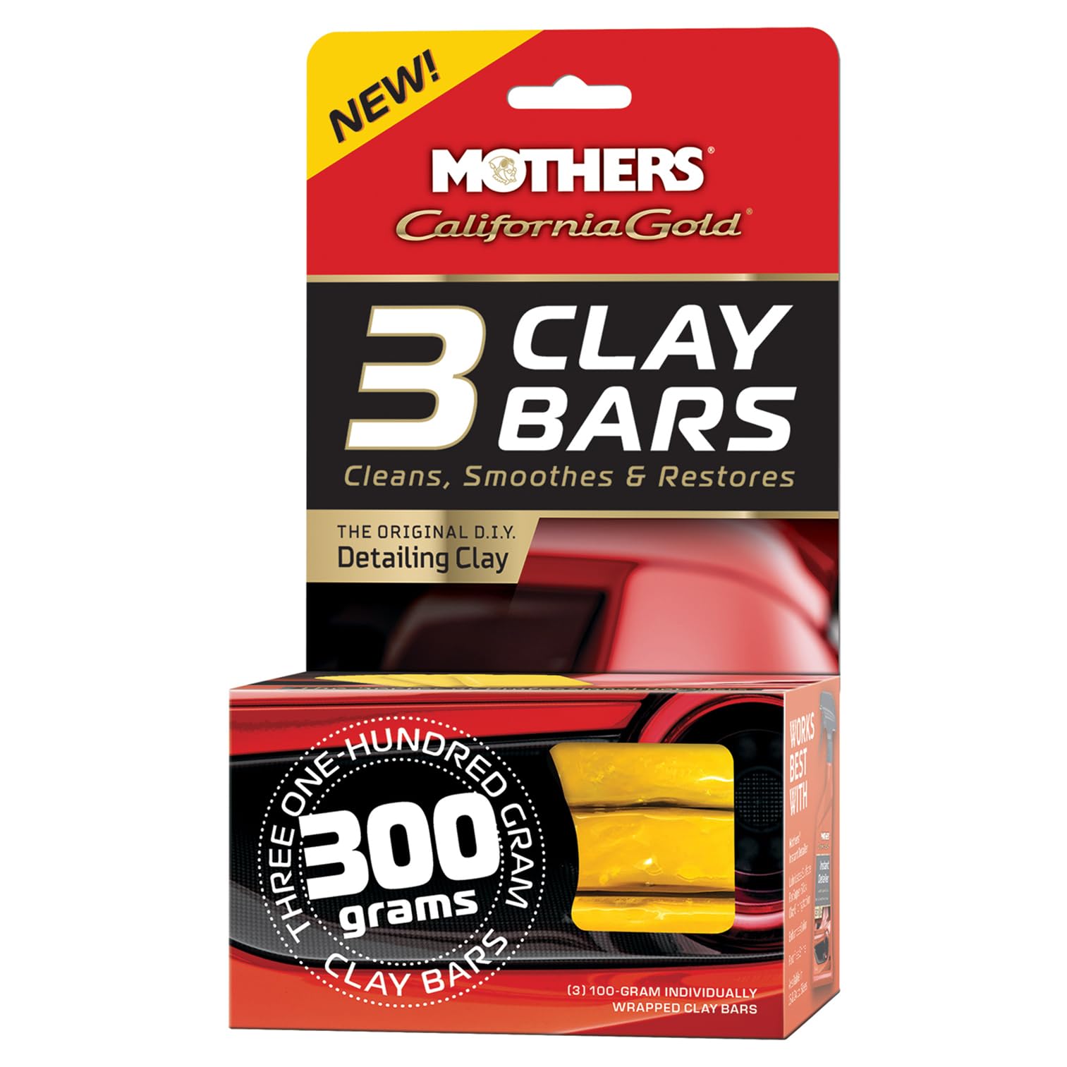 Mothers California Gold clay bars on table ready for detailing prep
