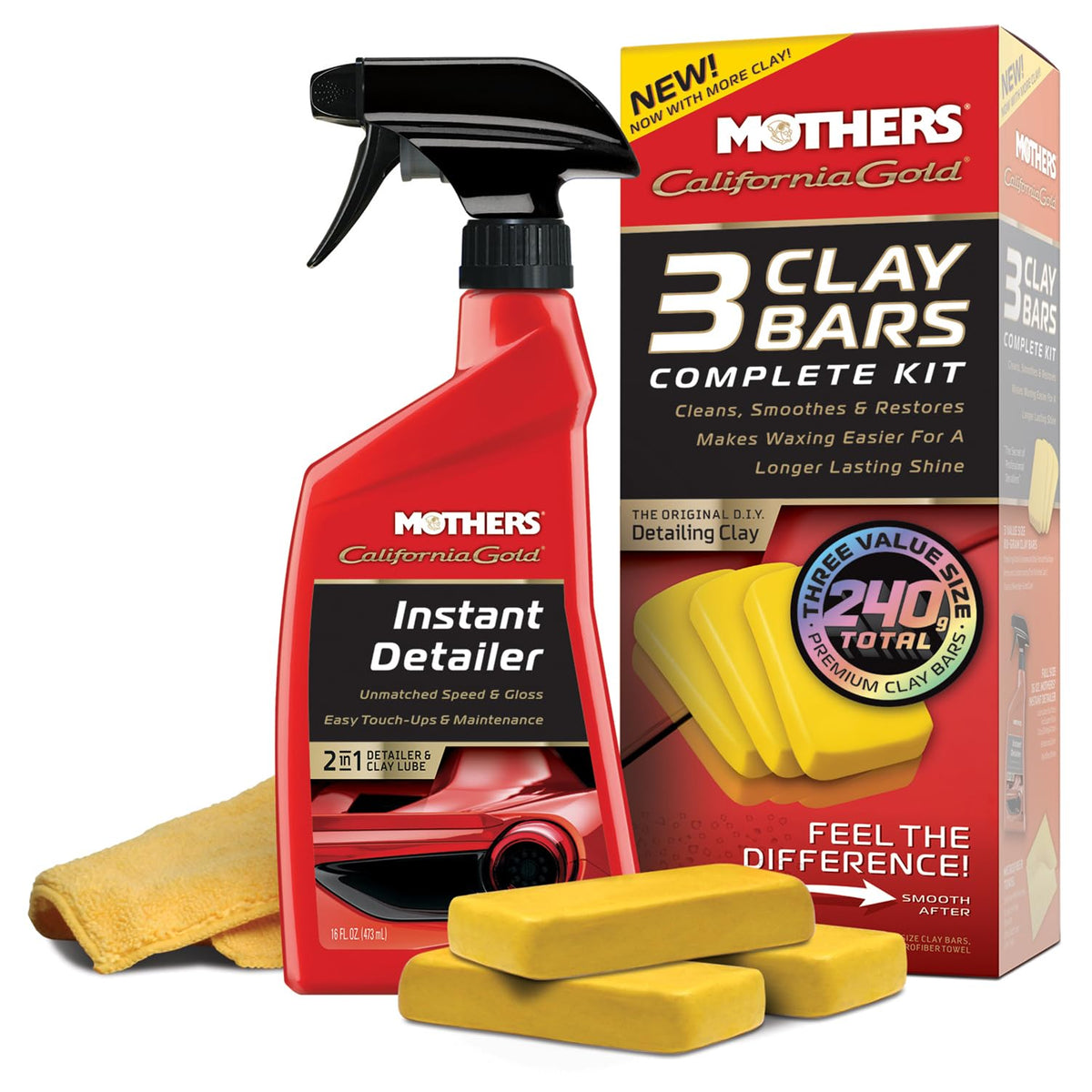 Mothers California Gold clay bars pack ready for deep surface decontamination.