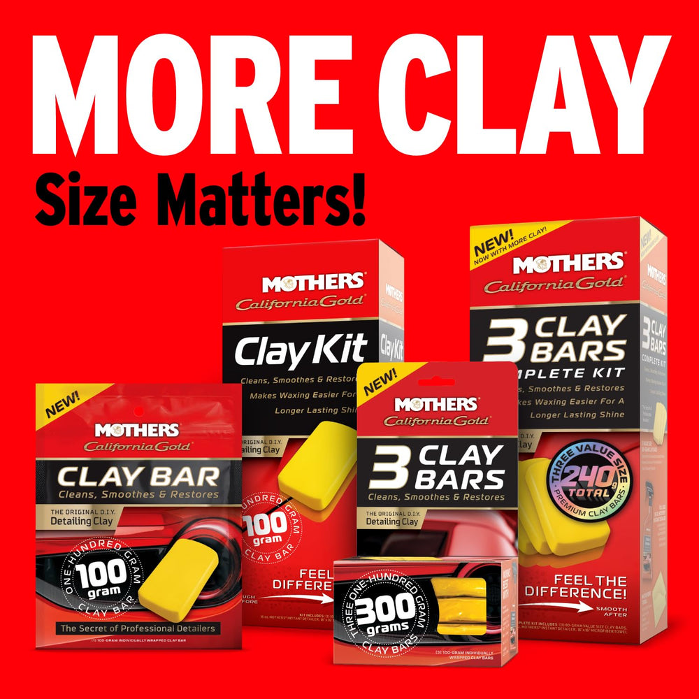 Three 100-gram clay bars included for multiple detailing sessions