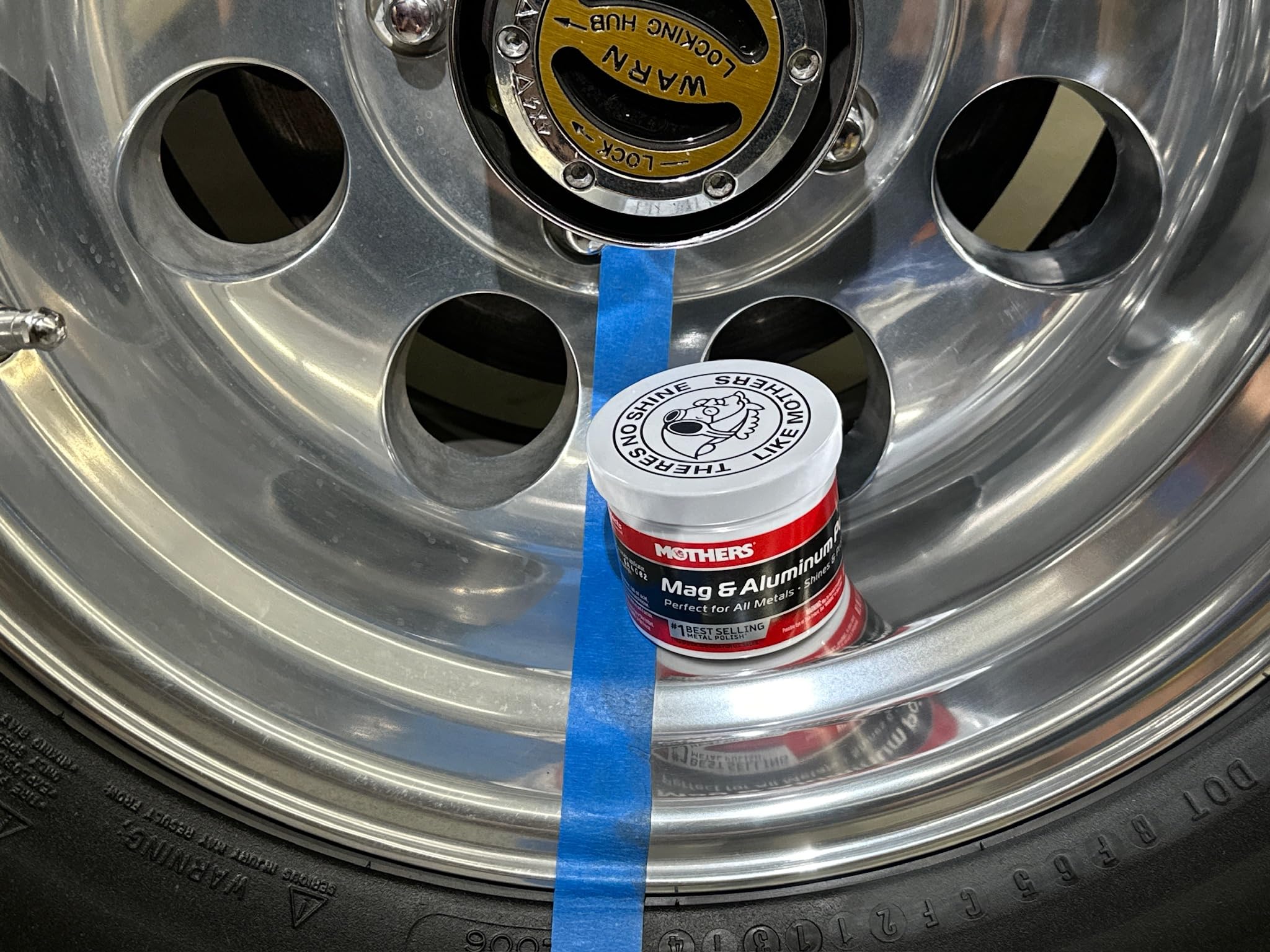 Mothers Mag Aluminum Polish on exhaust tips shows renewed brightness and protection.