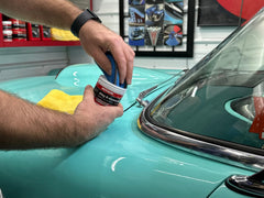 Mothers Mag Aluminum Polish on a wheel reveals restored luster and smooth finish.