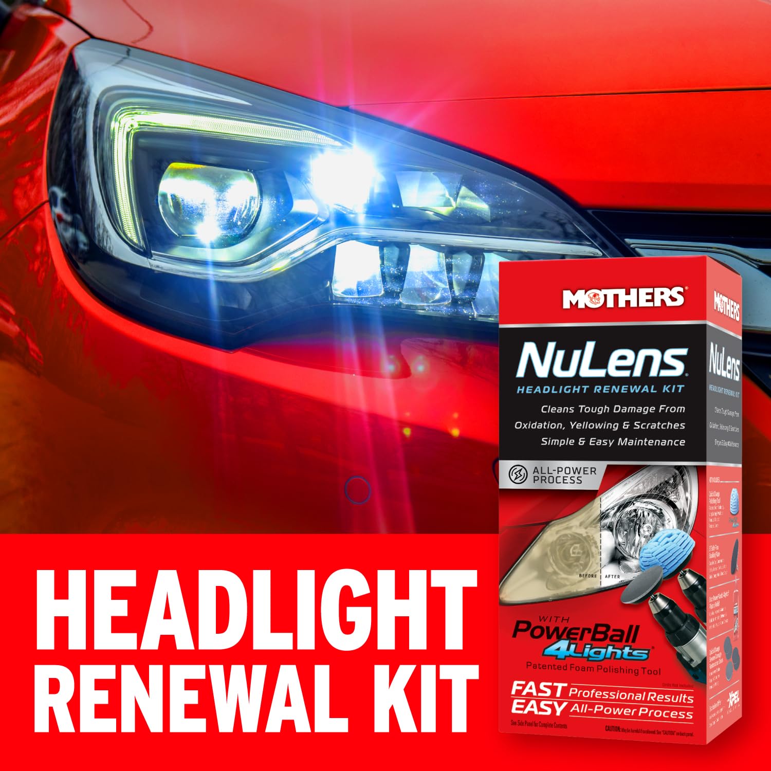 Mothers NuLens foam polishing tool ready to restore clarity.