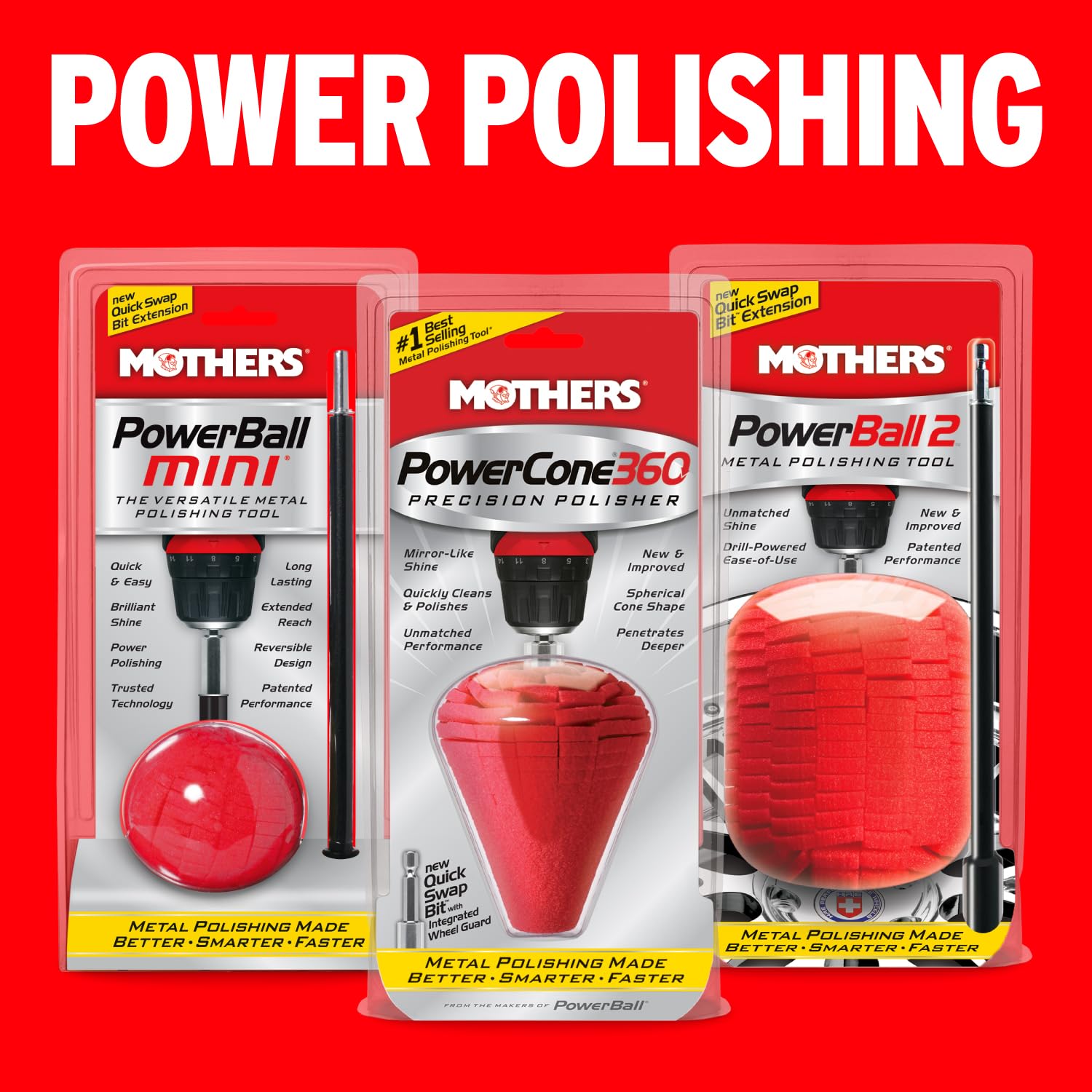 Mothers PowerCone 360 optimized for front and backside wheel polishing.