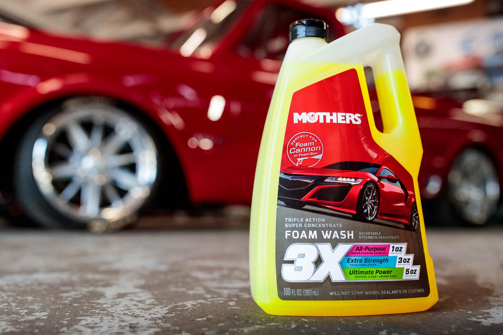 Mothers Triple Action Foam Wash eco-friendly formula cleans exterior surfaces safely.