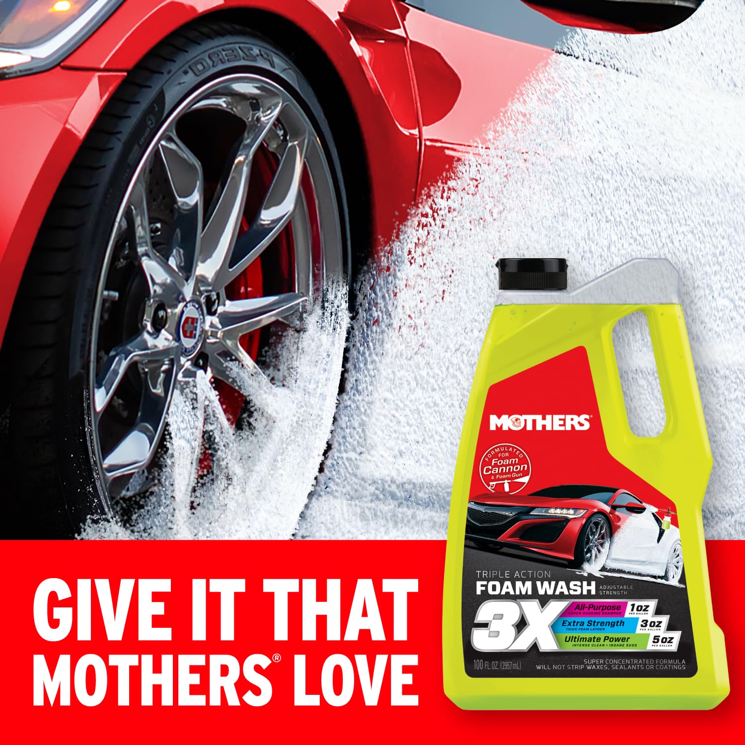 Mothers Foam Wash label close-up highlighting pH-balanced, eco-friendly formula.
