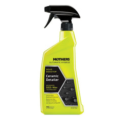 Mothers Ultimate Hybrid Ceramic Detailer spraying action on a car for quick cleaning and shine