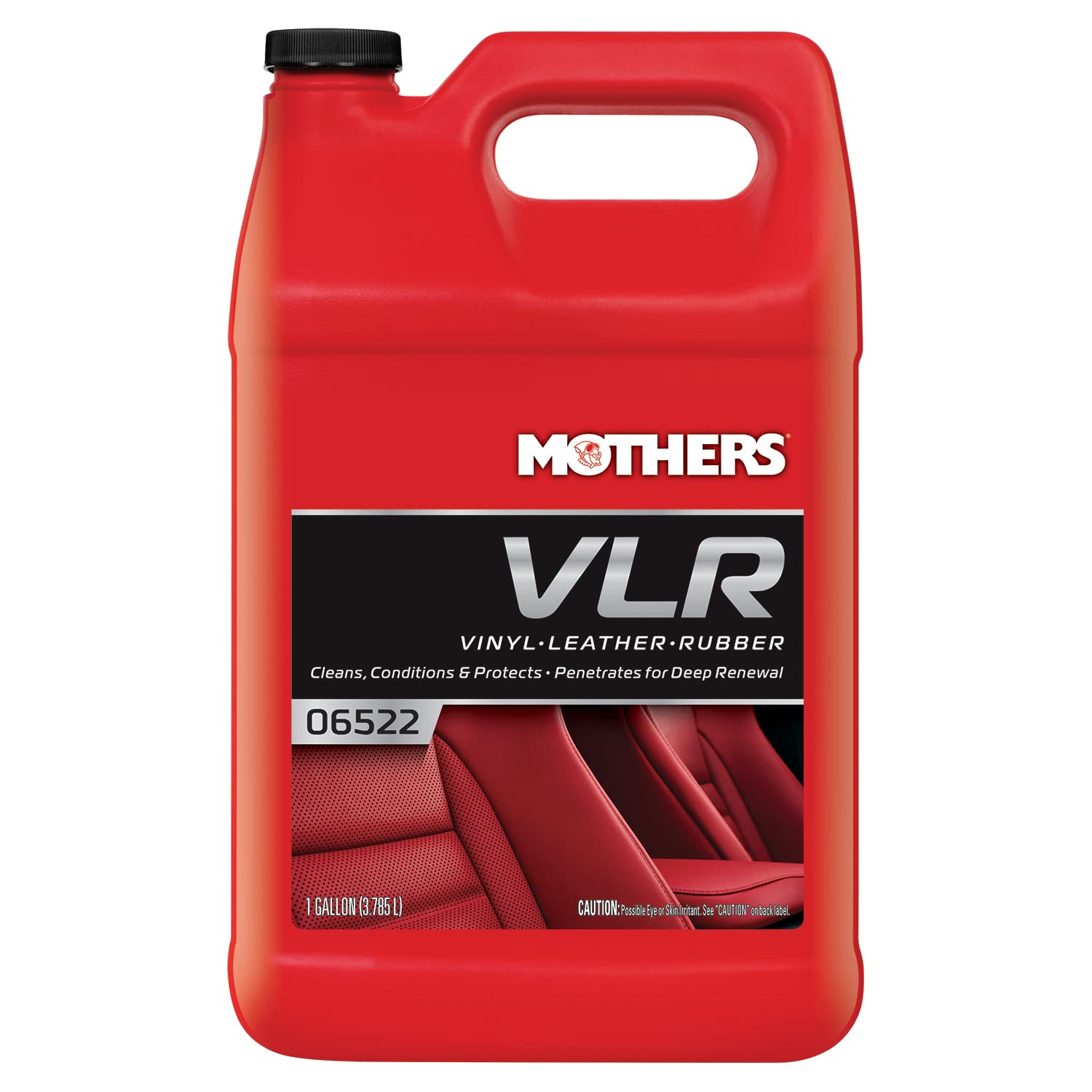 Mothers VLR bottle pour demonstrates an easy one-step clean for vinyl, leather and rubber surfaces