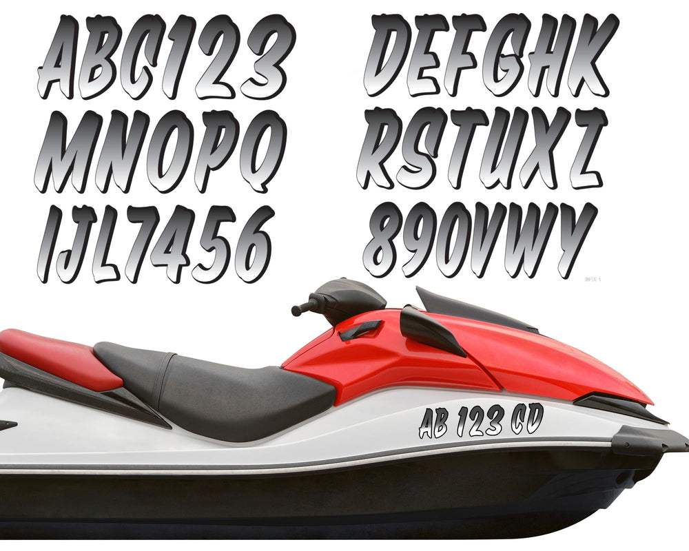 MotiMind boat registration numbers in black for clear identification
