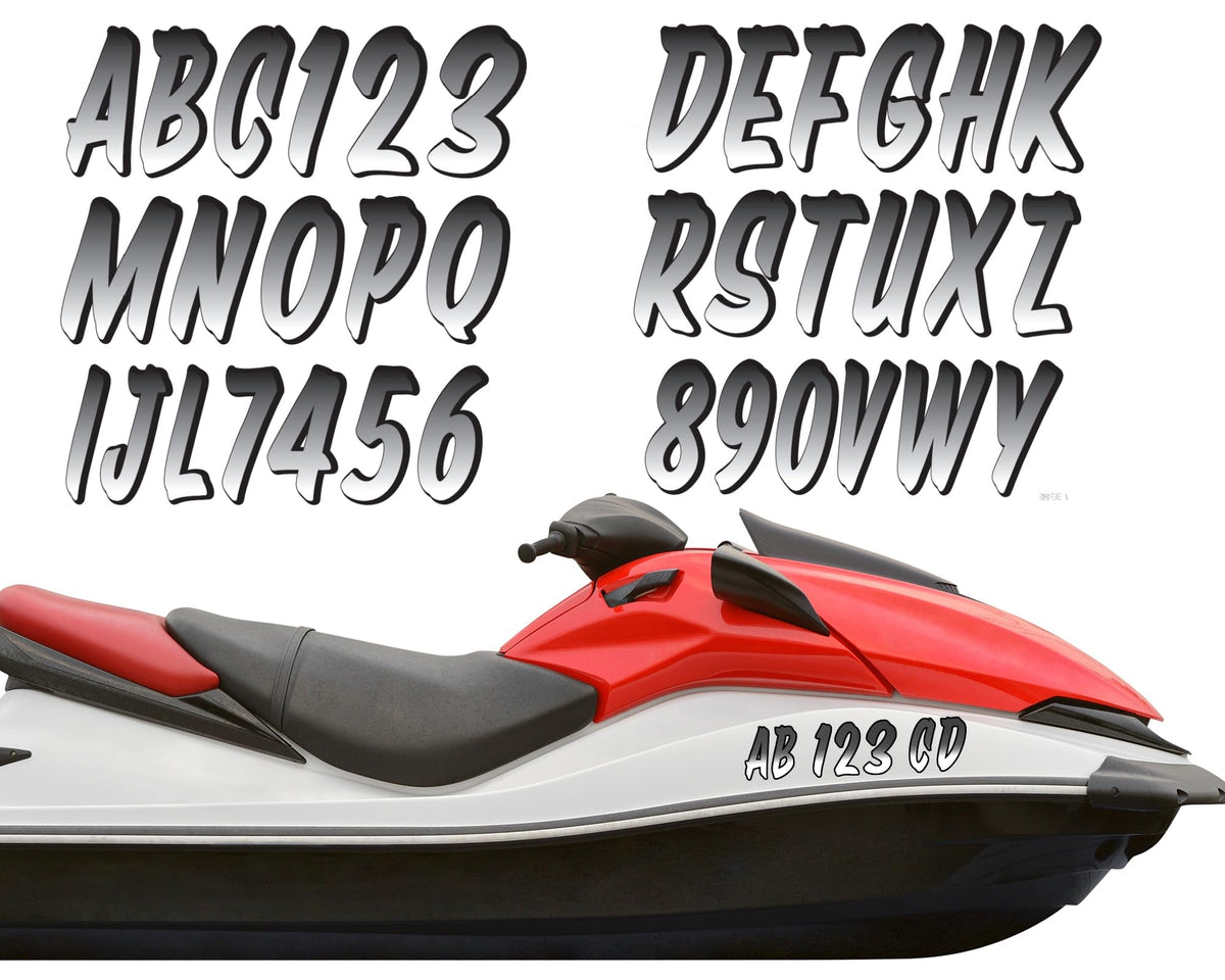 MotiMind boat registration numbers in black for clear identification
