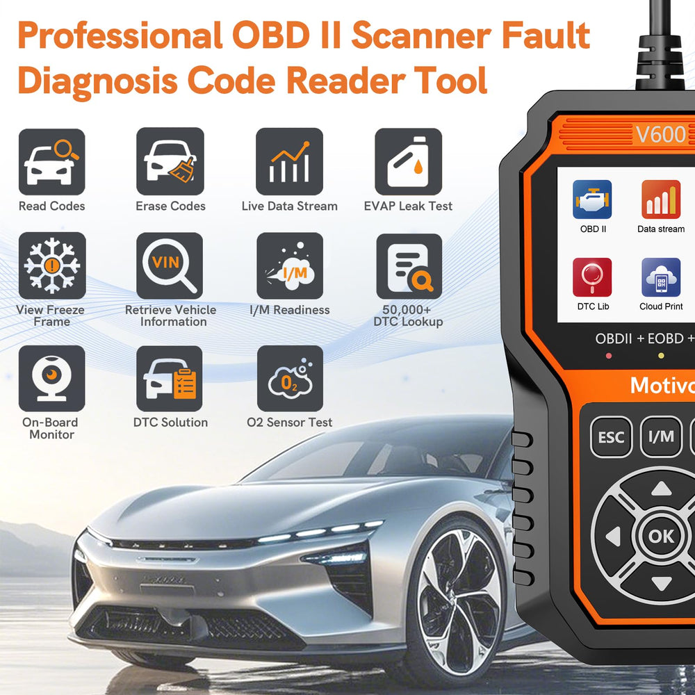Motivora OBD2 DTC readout highlighting fault codes