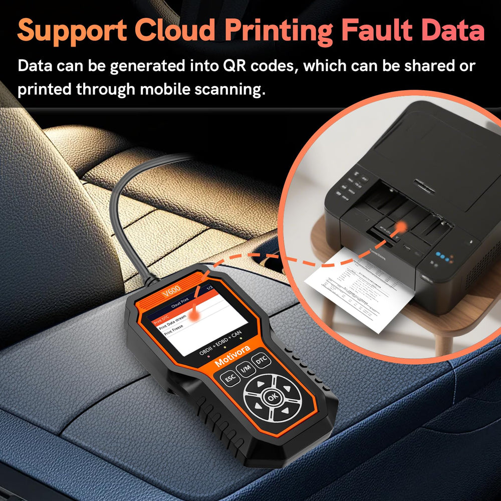 Motivora OBD2 packaging including device and cables