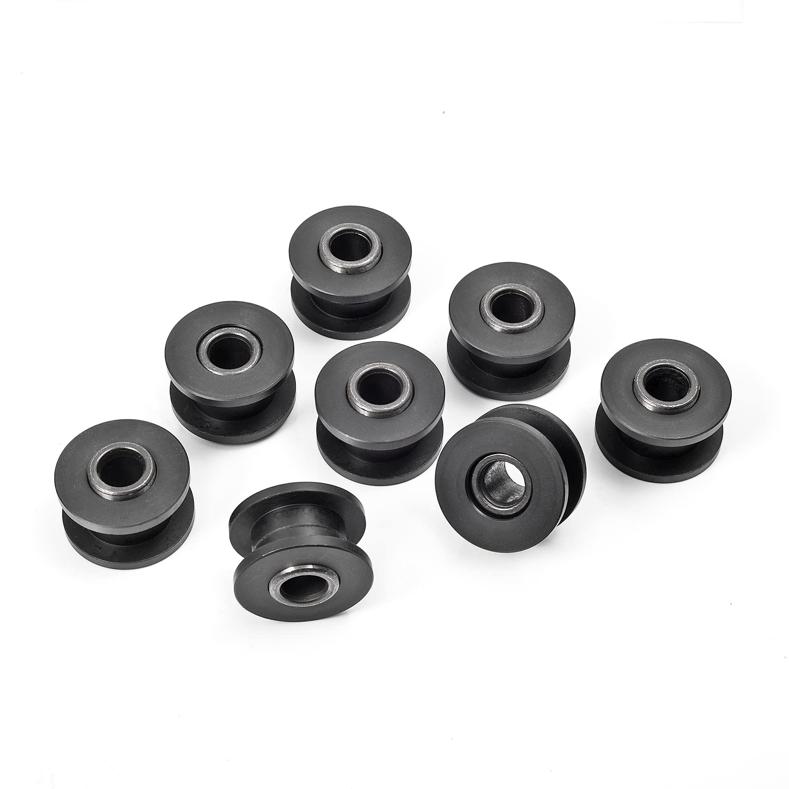 MOTO1988 components laid out: 16 bushings and 8 sleeves for replacement.