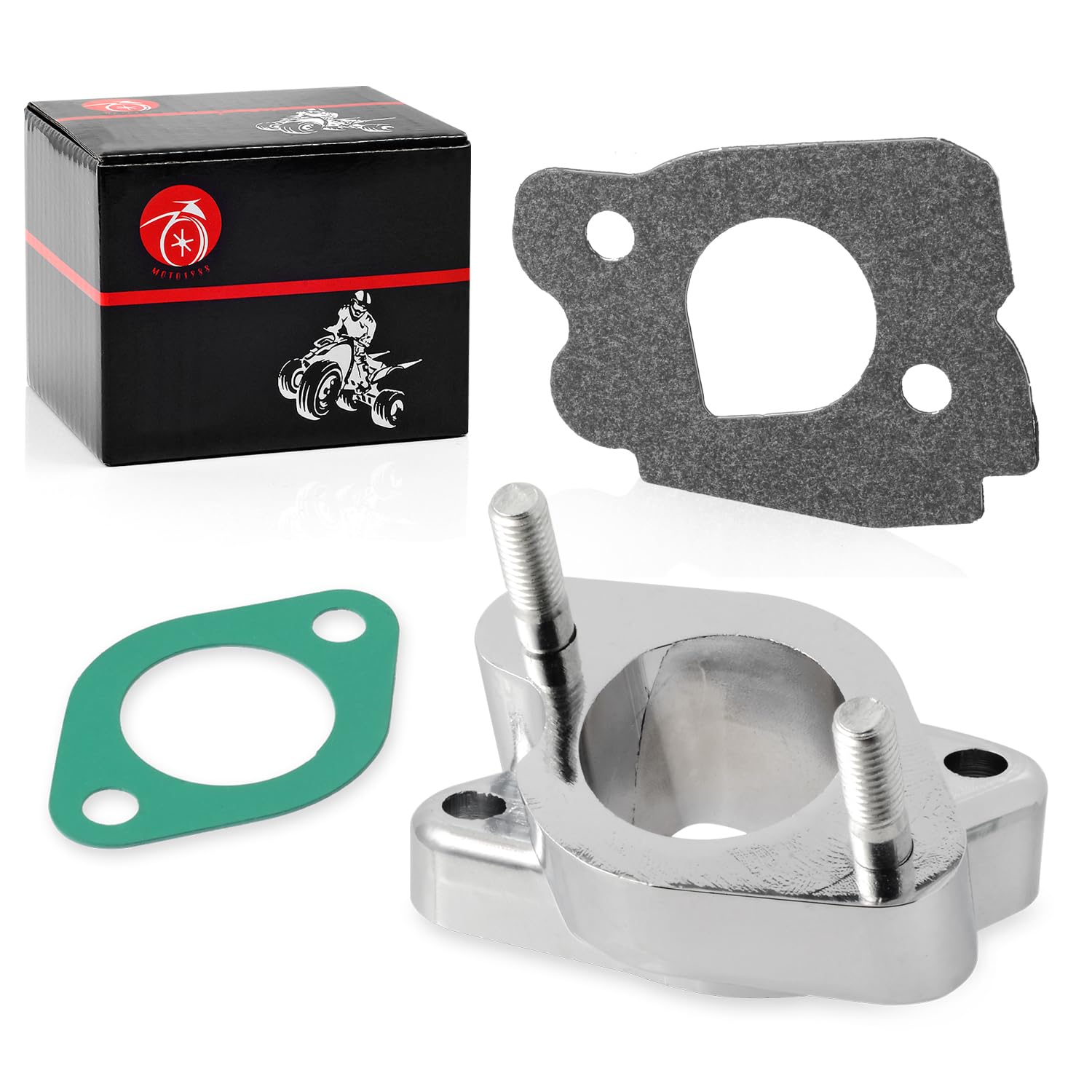 MOTO1988 carb spacer for Yamaha G9 enables precise intake alignment.