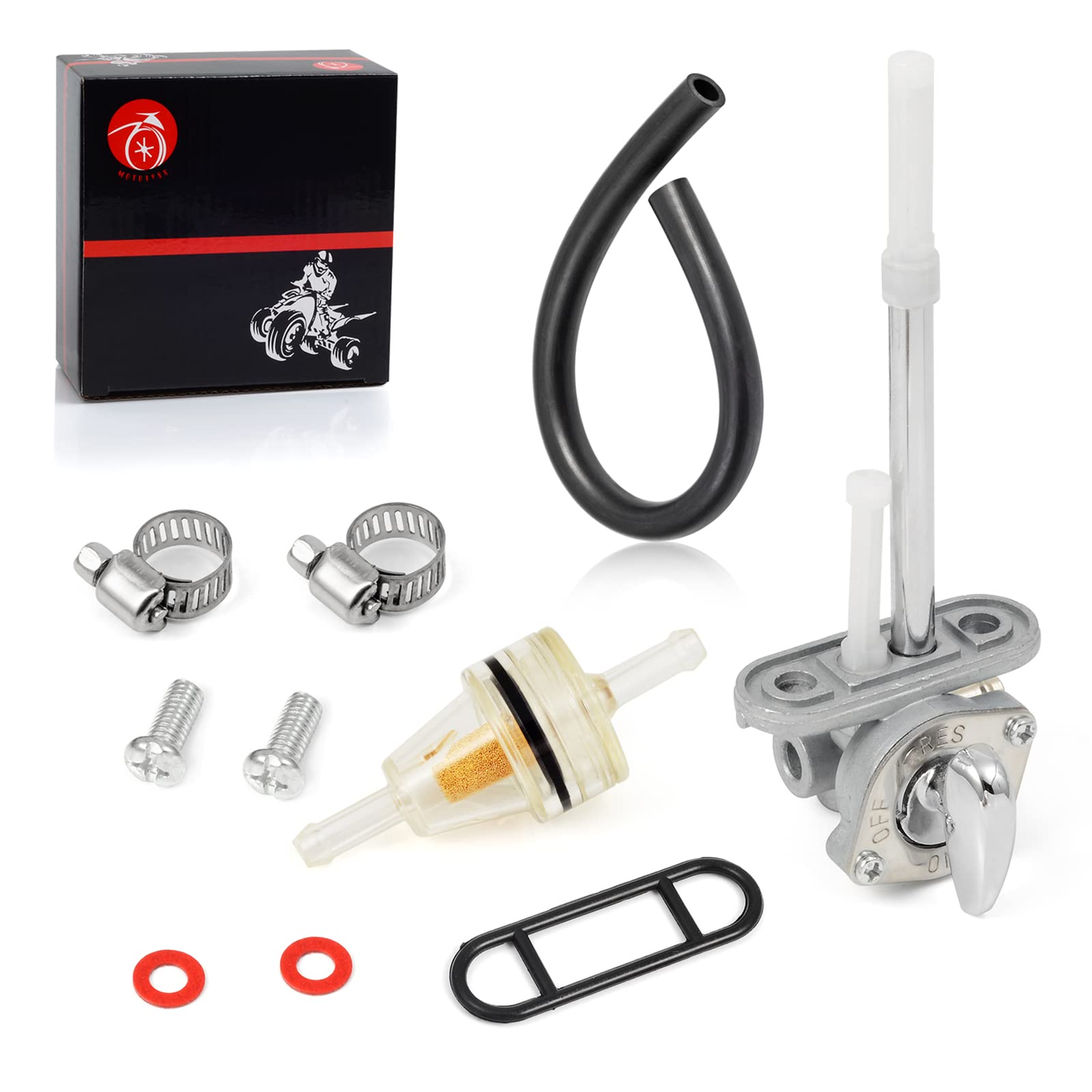 Moto1988 fuel petcock kit installation close-up highlights easy compatibility with Yamaha models.
