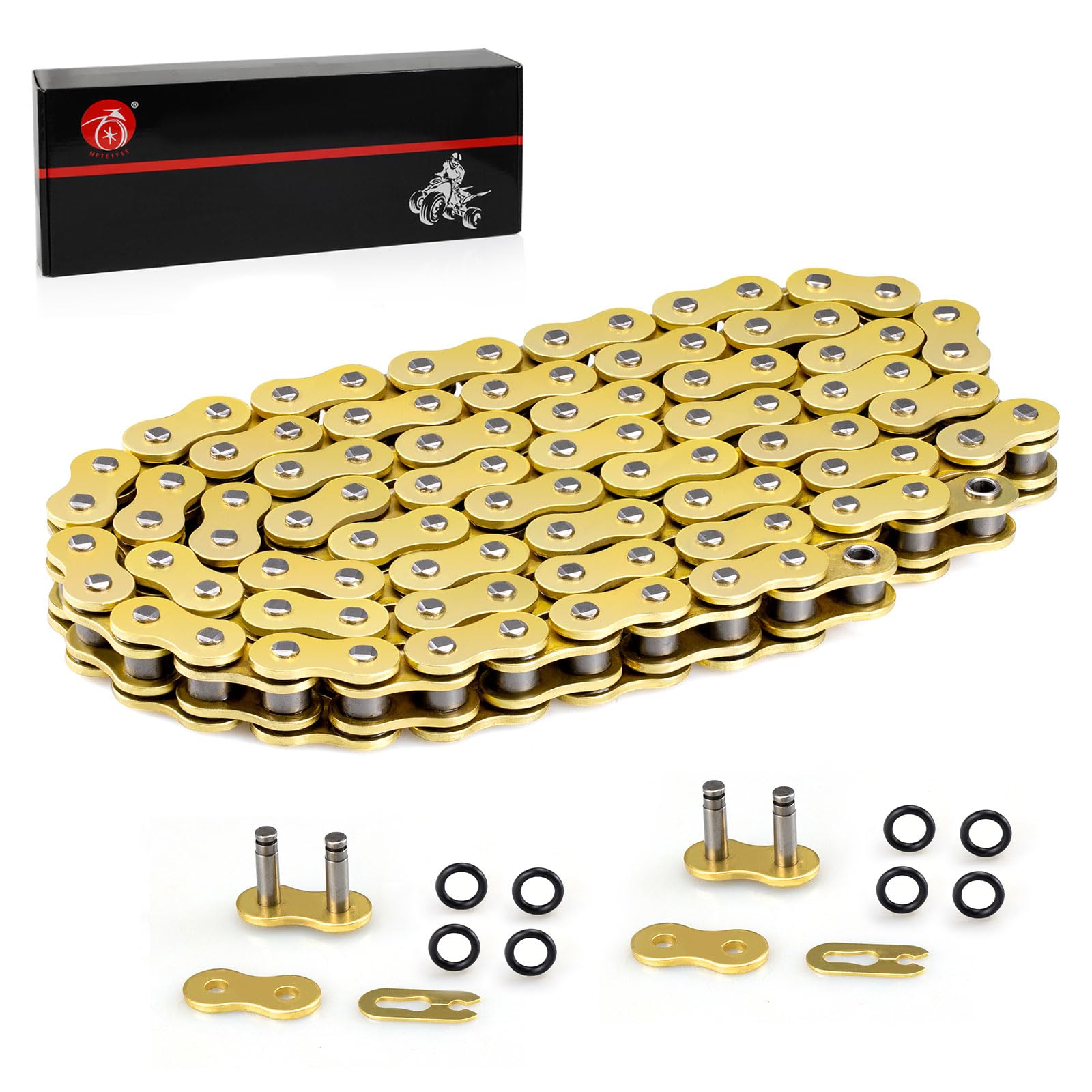 Moto1988 heavy-duty O-ring chain gold closeup for durable ride