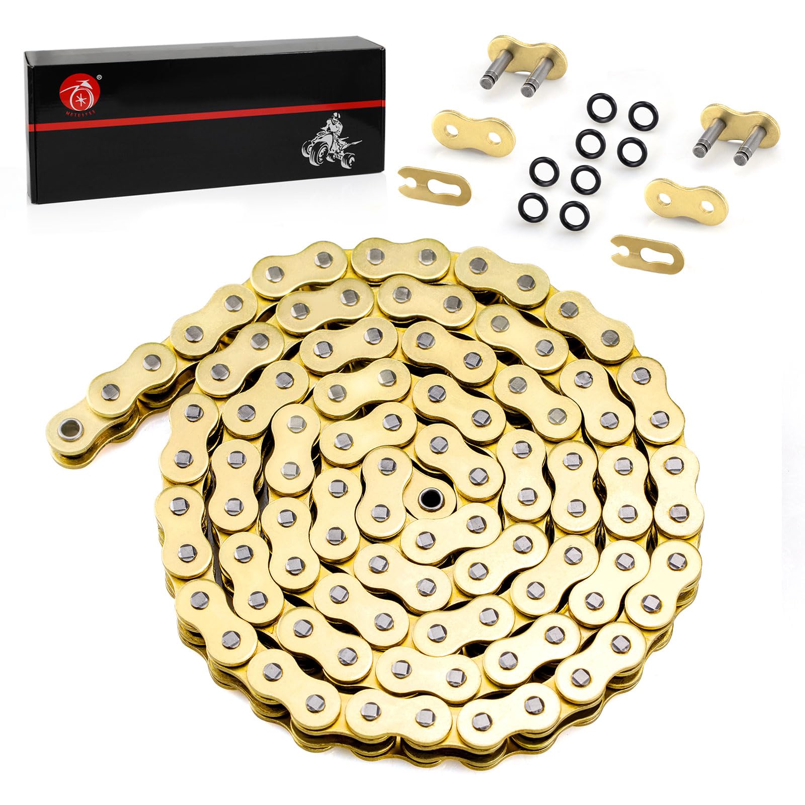 Moto1988 chain gold on bike ready for off-road adventures
