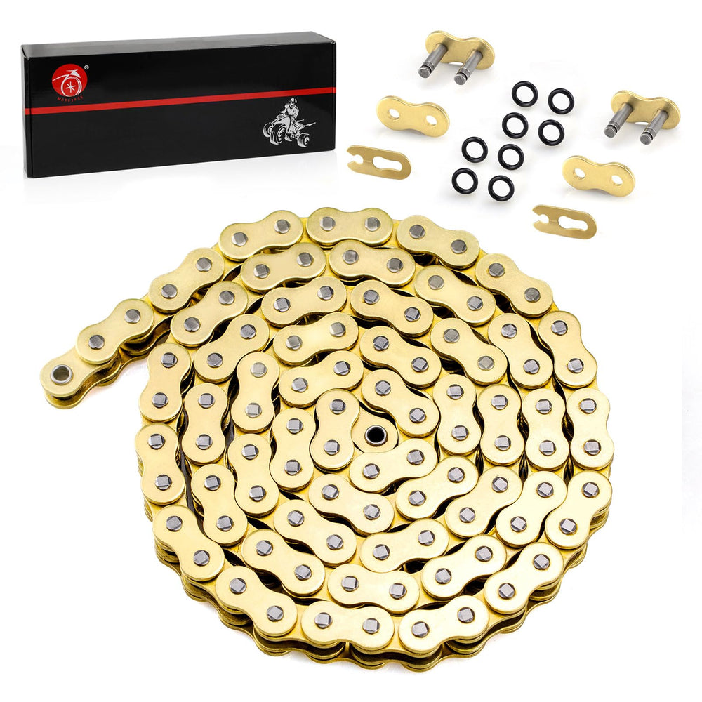 Moto1988 chain gold on bike ready for off-road adventures