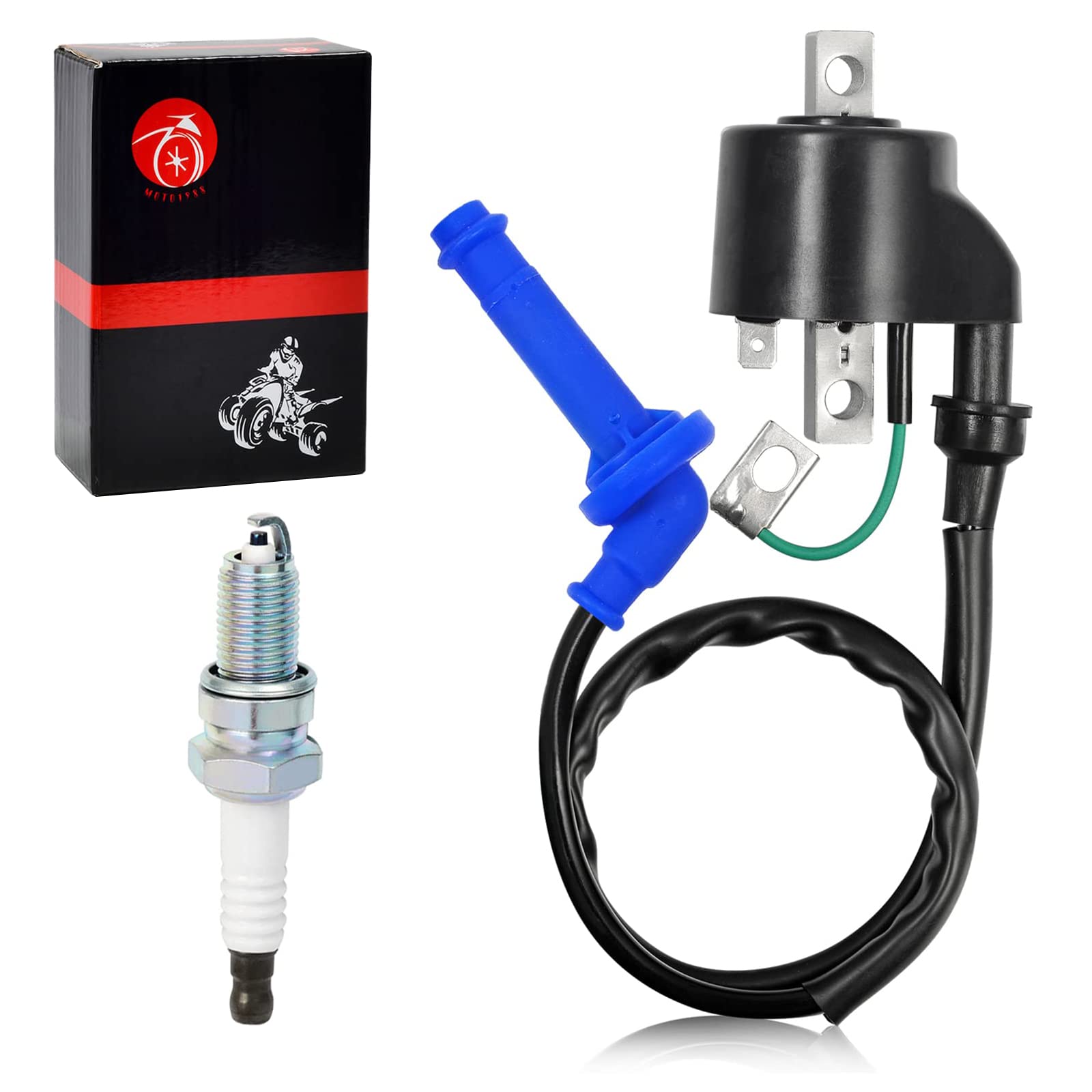 MOTO1988 ignition coil close-up for Honda CRF/TRX models.